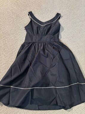 Burberry London blue label black  Fit-and-Flare Dress with beige  Piping